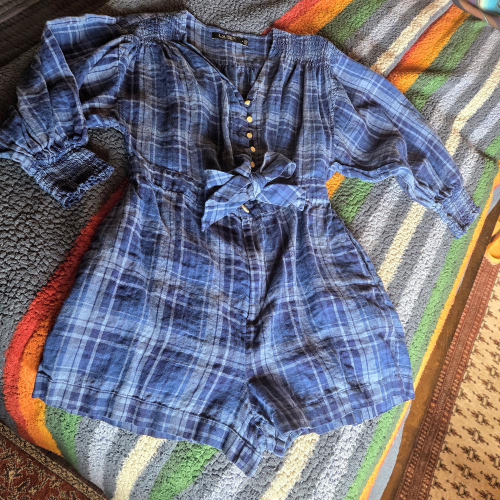 Ralph Lauren Blue Plaid Jumpsuit
